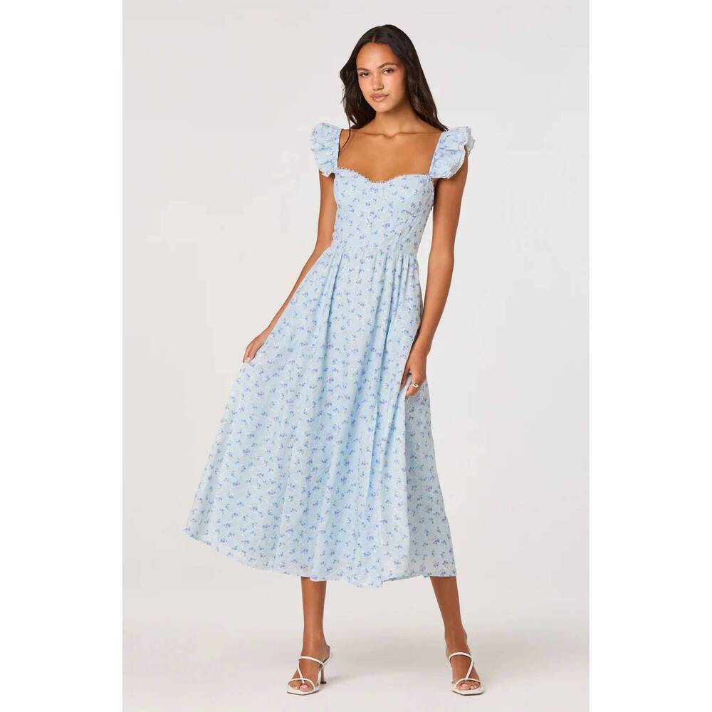 NEW ASTR wedelia floral dress in blue - Picture 4 of 7